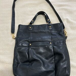 Elegant Black Leather Tote Bag